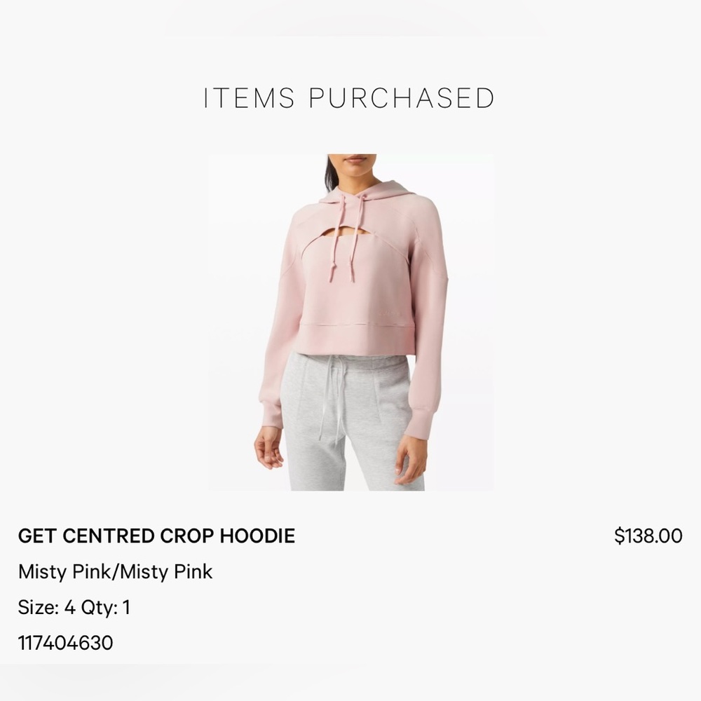 Lululemon Athletica Get Centred Crop Hoodie - Misty Pink